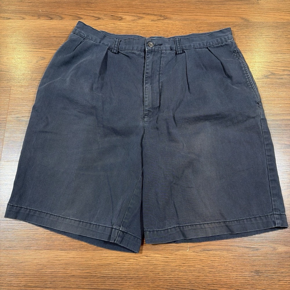 Vintage Polo Ralph Lauren Tyler Shorts Men's 33 Navy 9" Double Pleated Twill